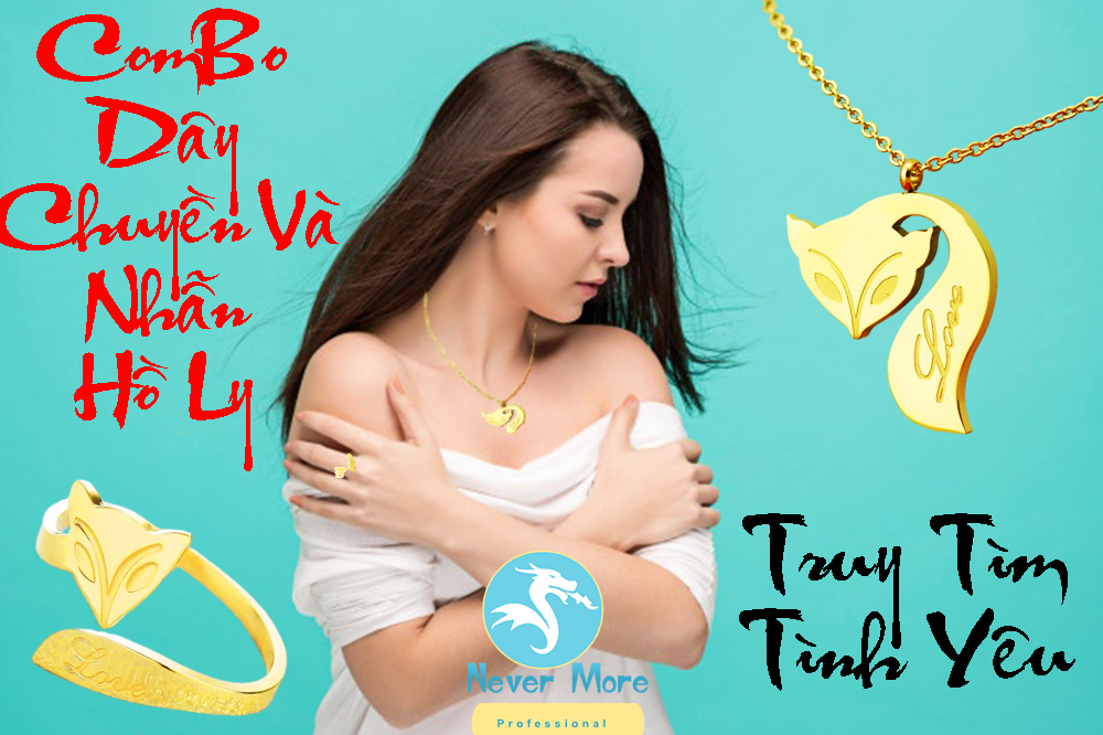 Com Bo Dây chuyền và Nhẫn titan cao cấp Hồ Ly màu vàng siêu đẹp, bền màu - Ý nghĩa truy tìm tình yêu đích thực