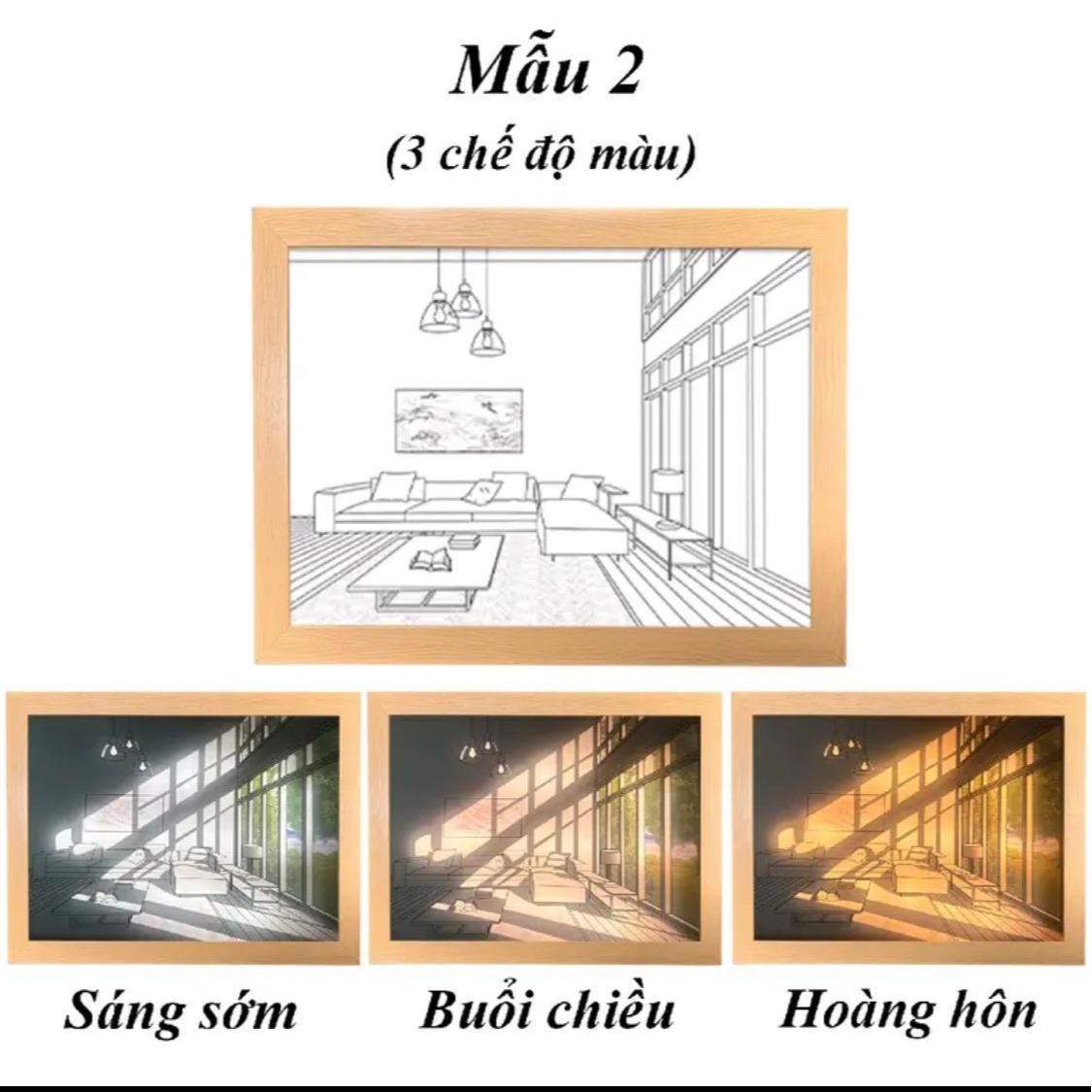 Đèn Tranh Led 3D Loại 3 Chế Độ Màu Dùng trang trí bàn học, decor bàn làm việc