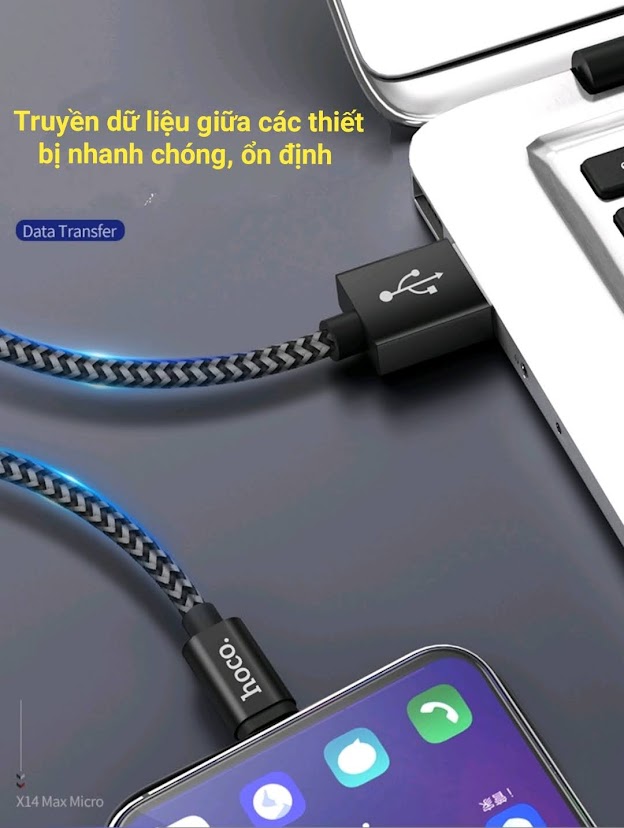 Cáp Sạc Nhanh Dây Dù Micro USB Hoco X14 1 Mét