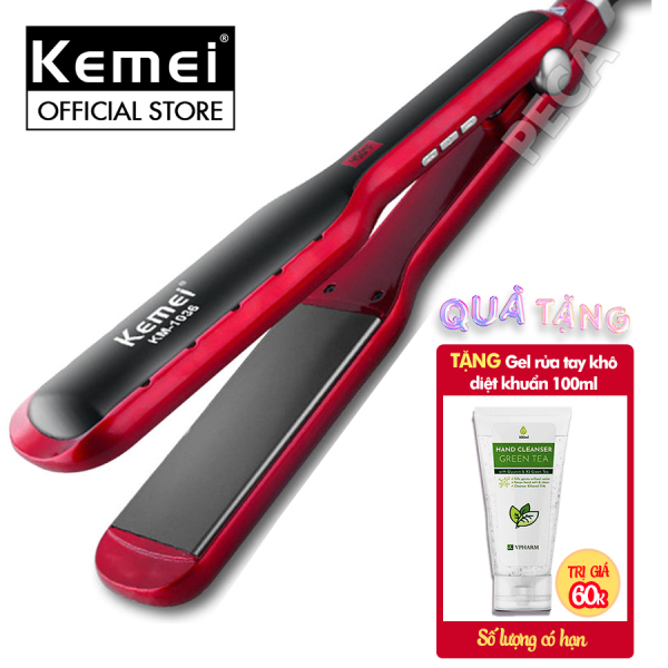 Máy duỗi, ép tóc cao cấp Kemei KM-1036 tiện lợi chuyên nghiệp, điều chỉnh 10 mức nhiệt độ có màn hình LED hiển thị dùng để duỗi thẳng, ép, uốn xoăn tóc, uốn cụp đuôi dễ dàng, thích hợp sử dụng cho salon và cá nhân cao cấp
