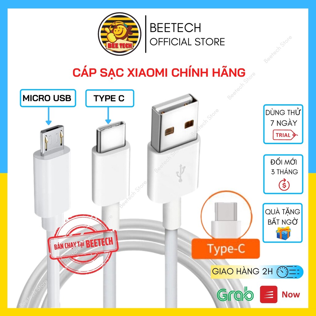 Cáp sạc nhanh Xiaomi, dây sạc chân Micro USB và Type C - Beetech