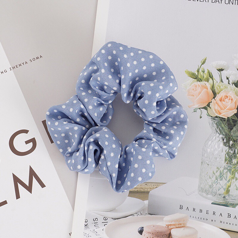 KOREMI Dây Thun Cột Tóc Scrunchies Blue Style Korea