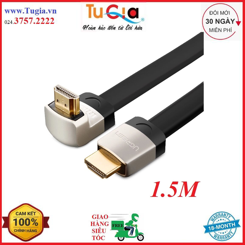 Cáp hdmi đầu bẻ góc 90 độ ugreen 10277 10278 - hàng chính hãng