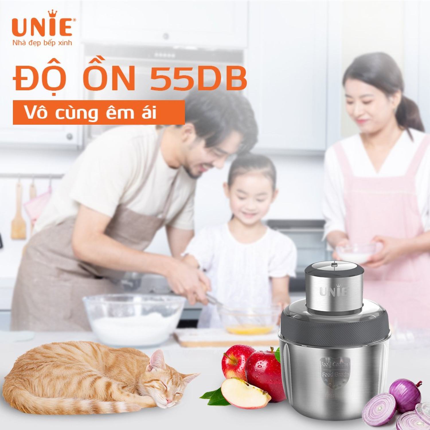 Máy xay thịt UNIE UE-228 có 3 bát INOX