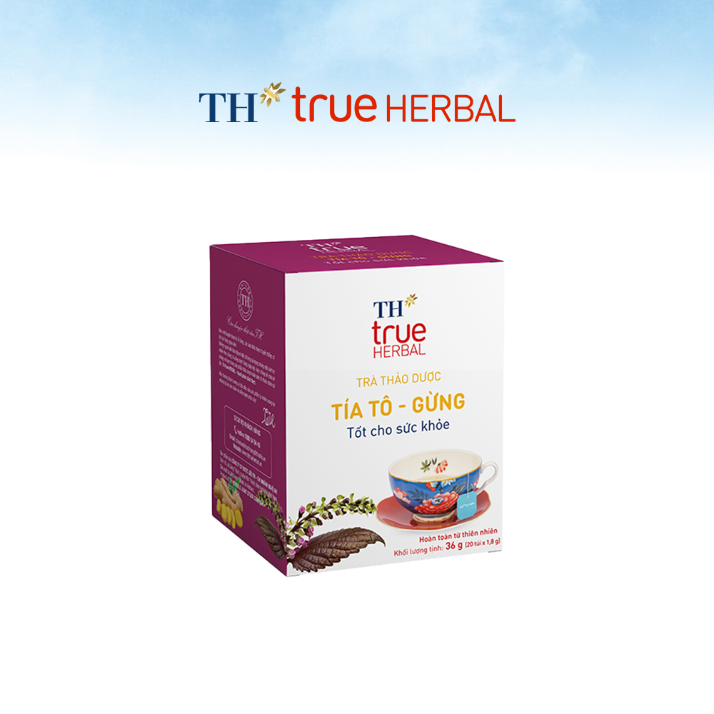 Hộp trà thảo dược TH true HERBAL Tía tô – Gừng (20 gói)