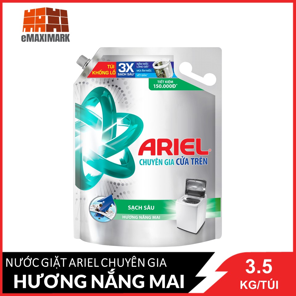 [HCM ship 2h] Nước Giặt Ariel Cửa Trên Nắng Sớm Túi 3.5KG