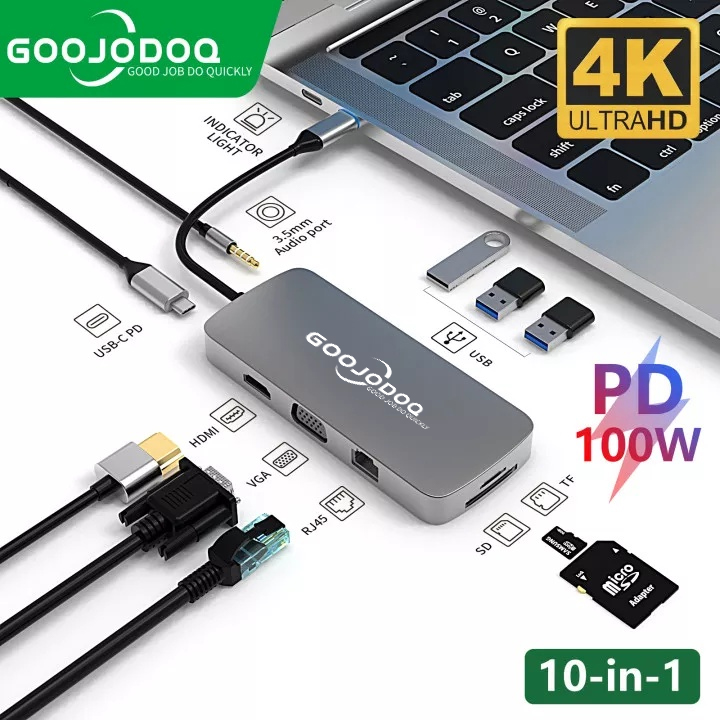 Bộ chuyển đổi Hub Goojodoq Active Type C 6 trong 1 Bộ chuyển đổi