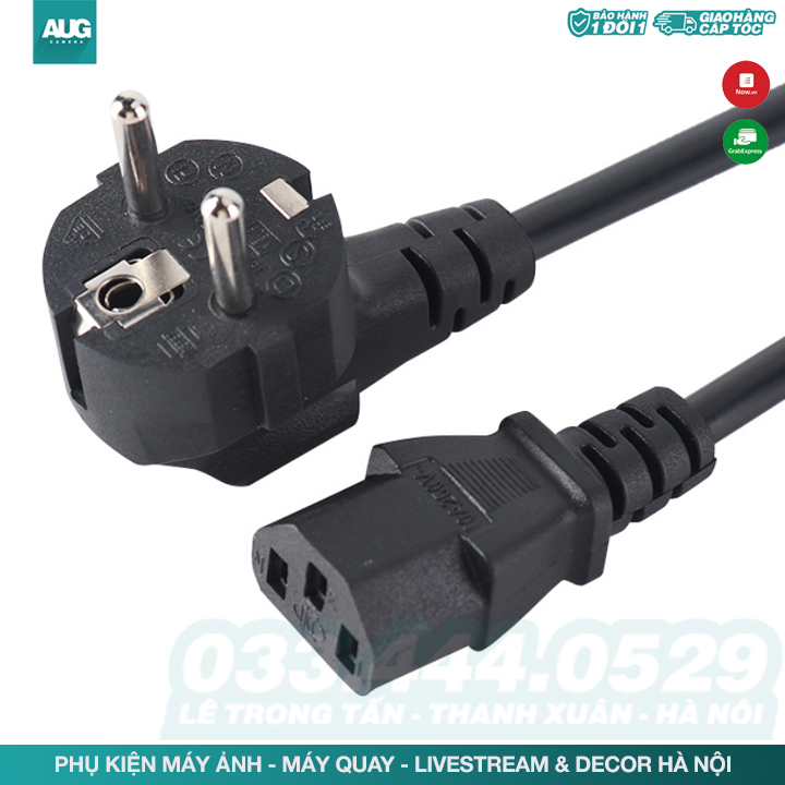 Dây nguồn dài 3m cho đèn chụp ảnh, đèn flash studio, đèn led quay phim - AUG Camera & Decor Hà Nội