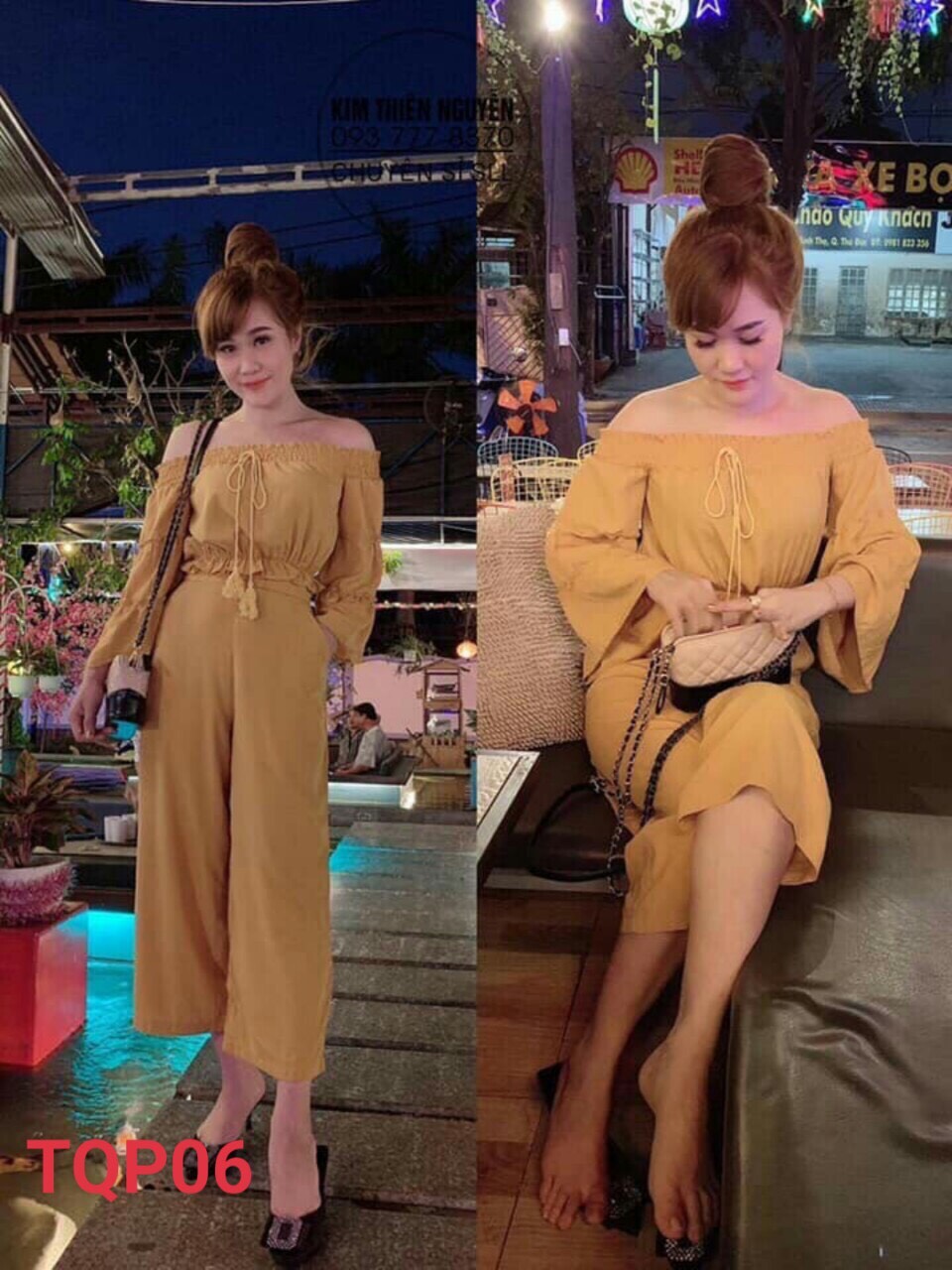 Sét bộ voan croptop trễ vai bo eo tay xòe dễ thương TTSA0171