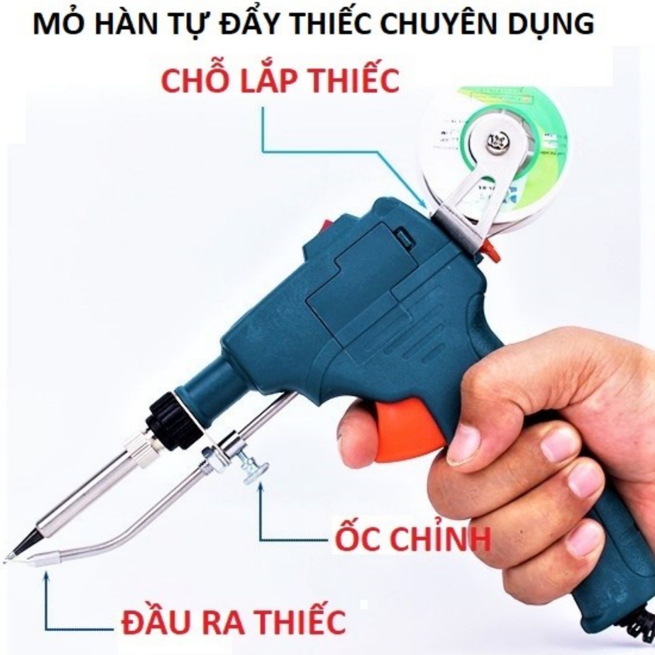 MỎ HÀN NHIỆT 60W TỰ ĐỘNG ĐẨY THIẾC HÀN MẪU MỚI