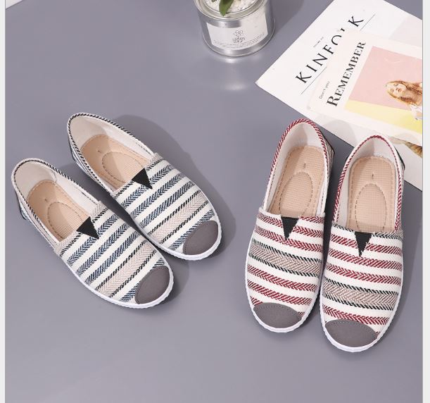 Giày lười nữ giày slip on nữ sọc ngang