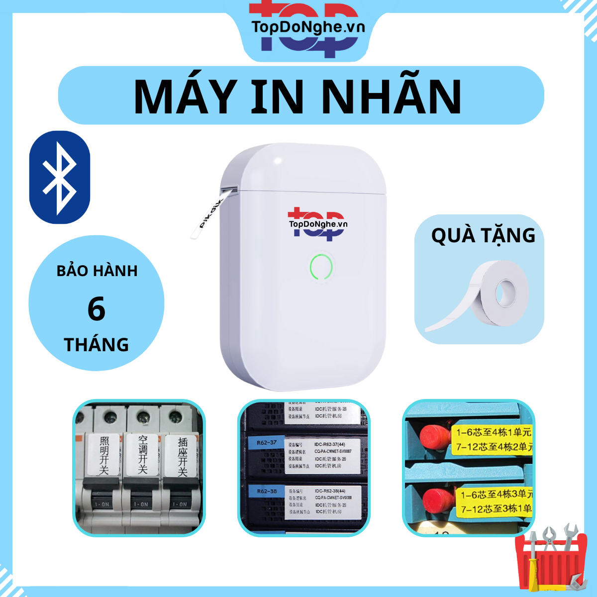 Máy in nhiệt mini cầm tay bluetooth PIKDIK D11 in nhãn thiết bị, làm dấu dây điện mạng, camera mã QR, barcode mã vạch, ghi chú,in tem nhãn dán