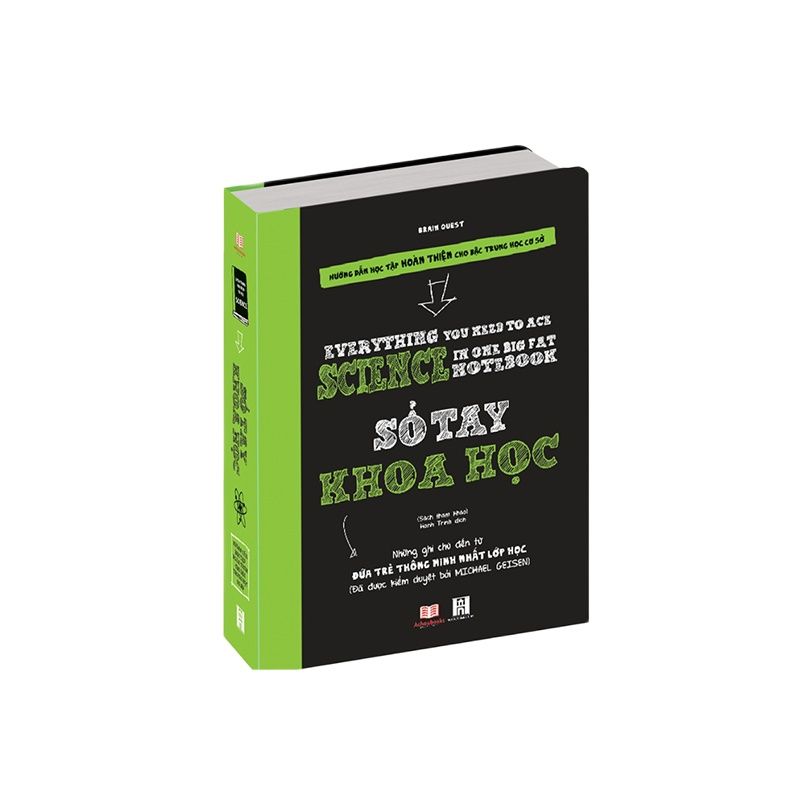 Sách sổ tay khoa học - tổng hợp kiến thức khoa học cho học sinh lớp 4 đến lớp 9 - á châu books, bìa cứng, in màu