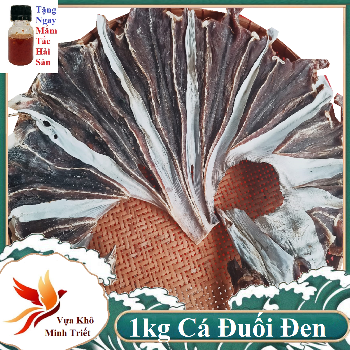 1kg khô cá đuối đen 4 nắng thịt nhiều vân trắng đẹp mới- vựa khô minh triết