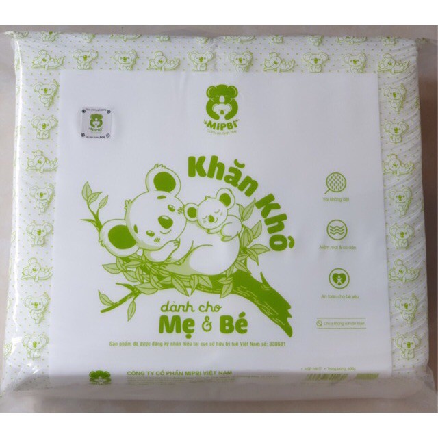 KHĂN KHÔ ĐA NĂNG MIPBI BỊCH 600g (Mẫu Mới- Có Tem Chống Hàng Giả)