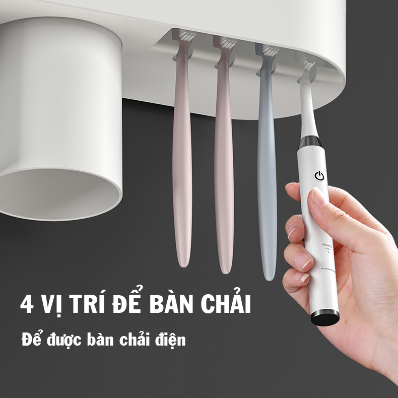 Bộ Nhả Kem Đánh Răng Thông Minh OENON, Giá Để Đồ Nhà Tắm, Tặng Miếng Dán Ticker Kute