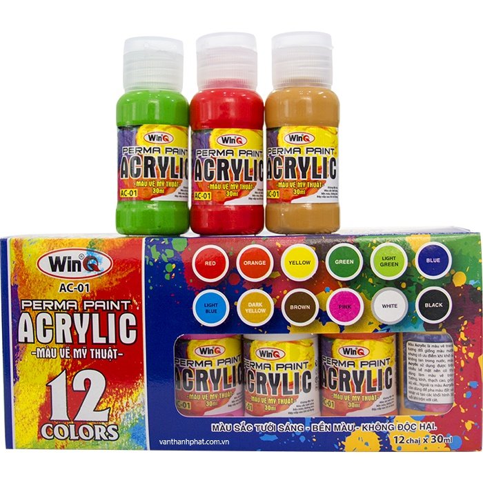 Hộp 12 lọ màu acrylic winq ac-01
