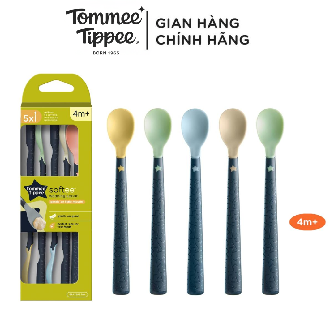 Thìa Ăn Dặm Tommee Tippee Softee, Cho Bé Từ 4 Tháng - Set 5 Thìa, Tách Lẻ (Giao Màu Ngẫu Nhiên)
