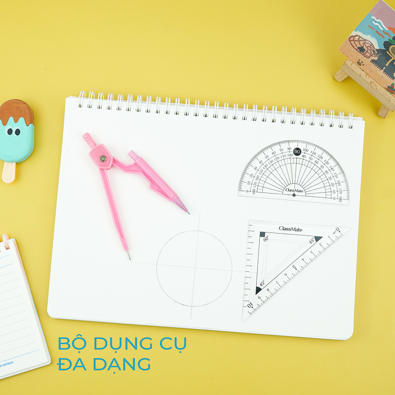 Bộ Thước 5 Món CLASSMATE Có Eke, Đo Góc, Compa CL-RS104