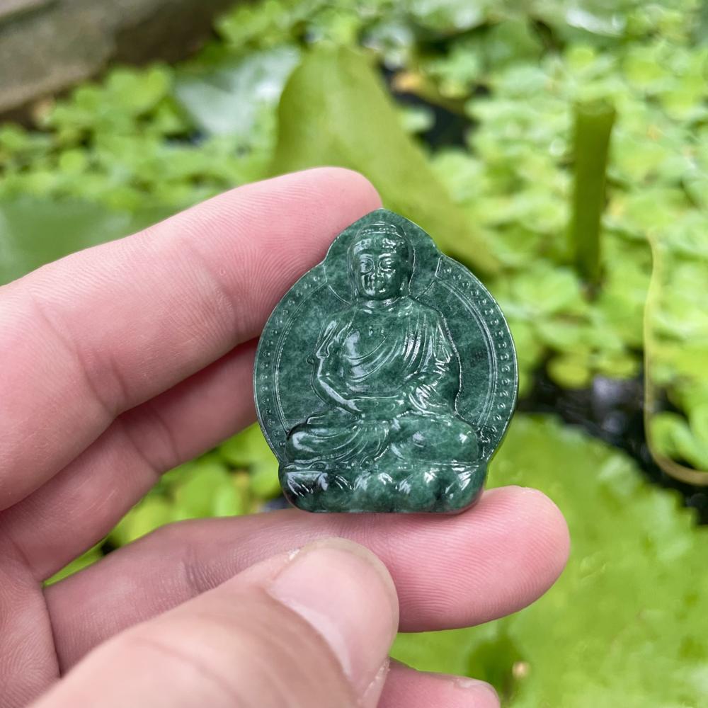 Mặt Phật A Di Đà đá Serpentine xanh Ấn Độ 4cm CP963