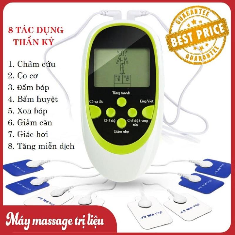 May Mat Xa Xung Dien - Máy Massage trị liệu xung điện 8 miếng dán Cao Cấp, May mat xa toan than, Máy massage trị liệu 8 miếng dán, xoa bóp, châm cứu, bấm huyệt