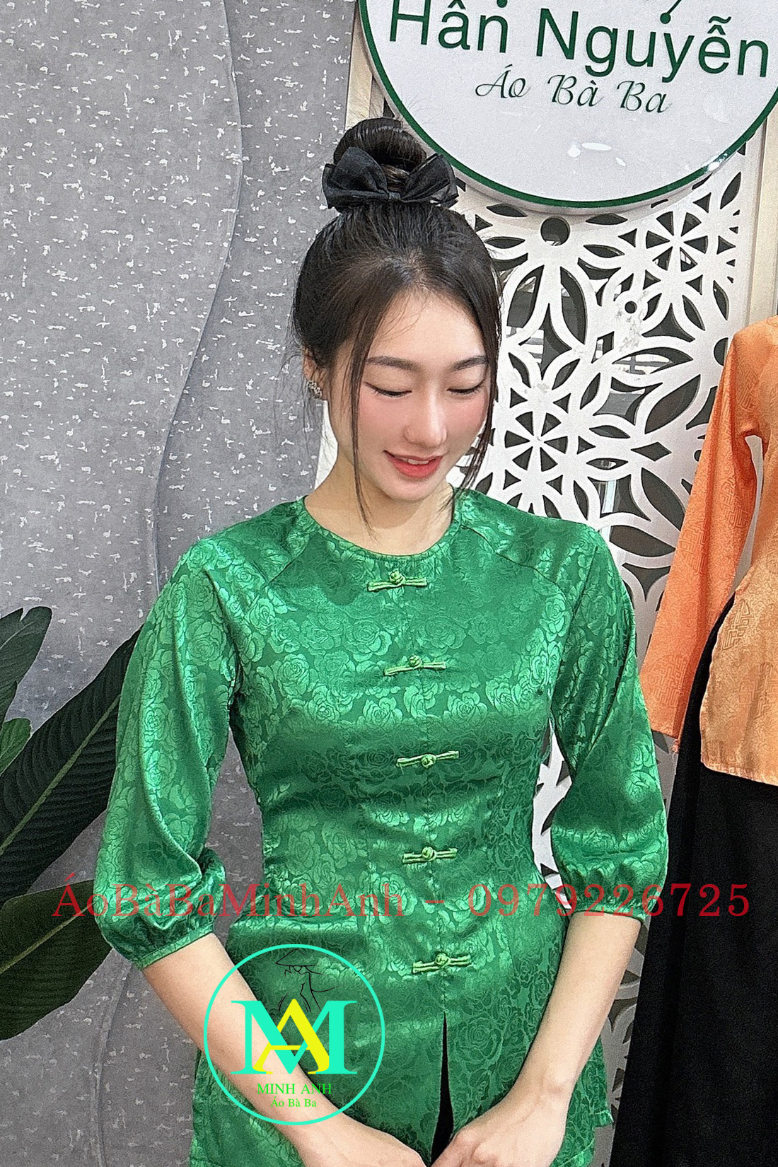 ÁO BÀ BA DÂY KÉO GẤM TRÀ MI (ÁO LẺ)