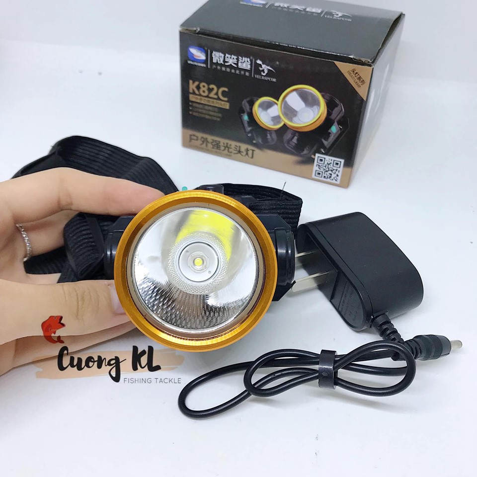 Đèn led đeo đầu sạc điện viền vàng