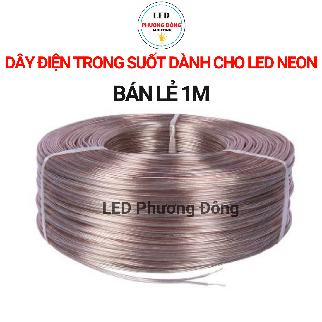Dây điện trong suốt dành cho dây led neon giá lẻ 1m