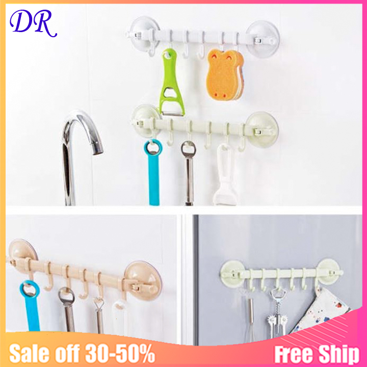 Thanh Treo Đồ 6 Móc Hút Chân Không 2 Đầu Siêu Chắc