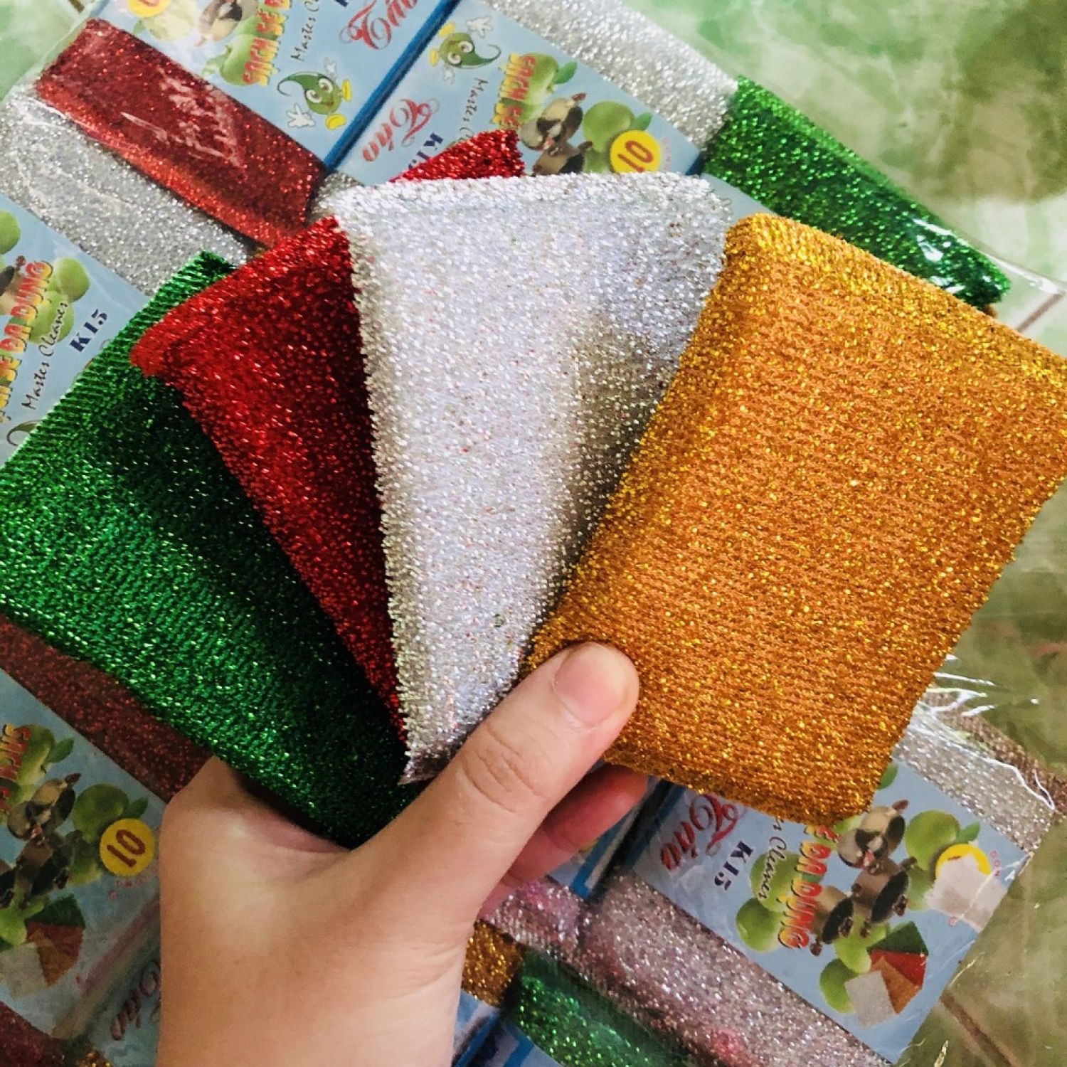 【COMBO 4 MIẾNG】Cước Rửa Chén Kim Tuyến Nhiều Màu Giá Rẻ