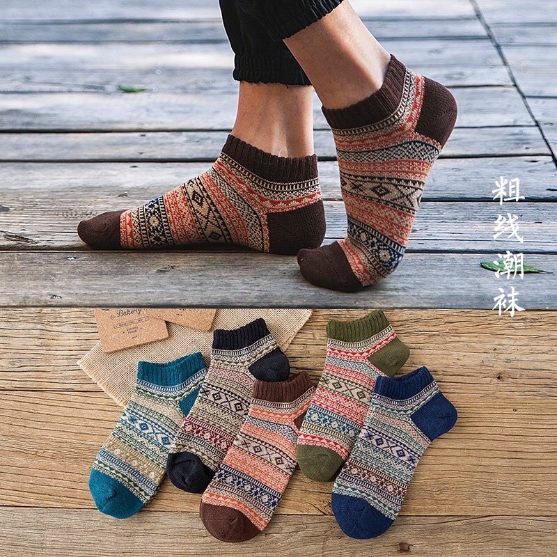 Tất Thổ Cẩm Vintage Cổ Ngắn Đủ Màu
