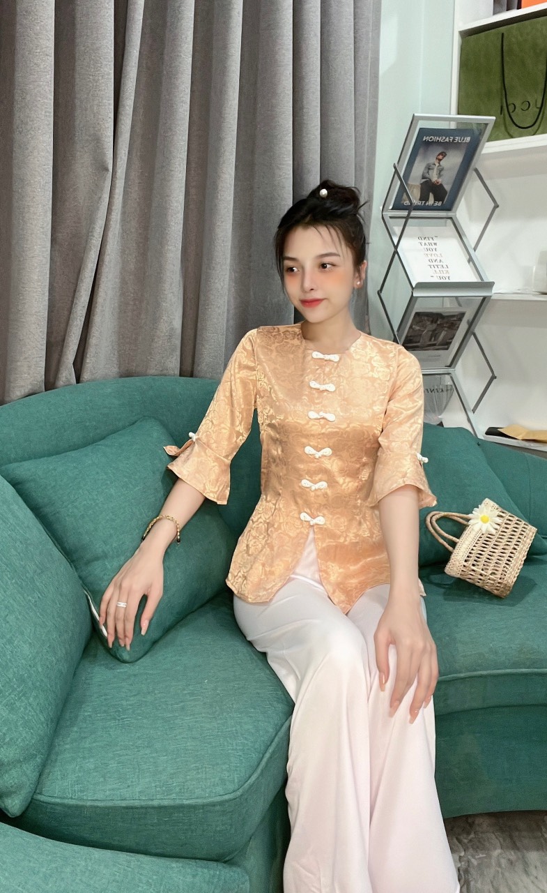 ÁO BÀ BA LỤA GẤM TAY XÒE
