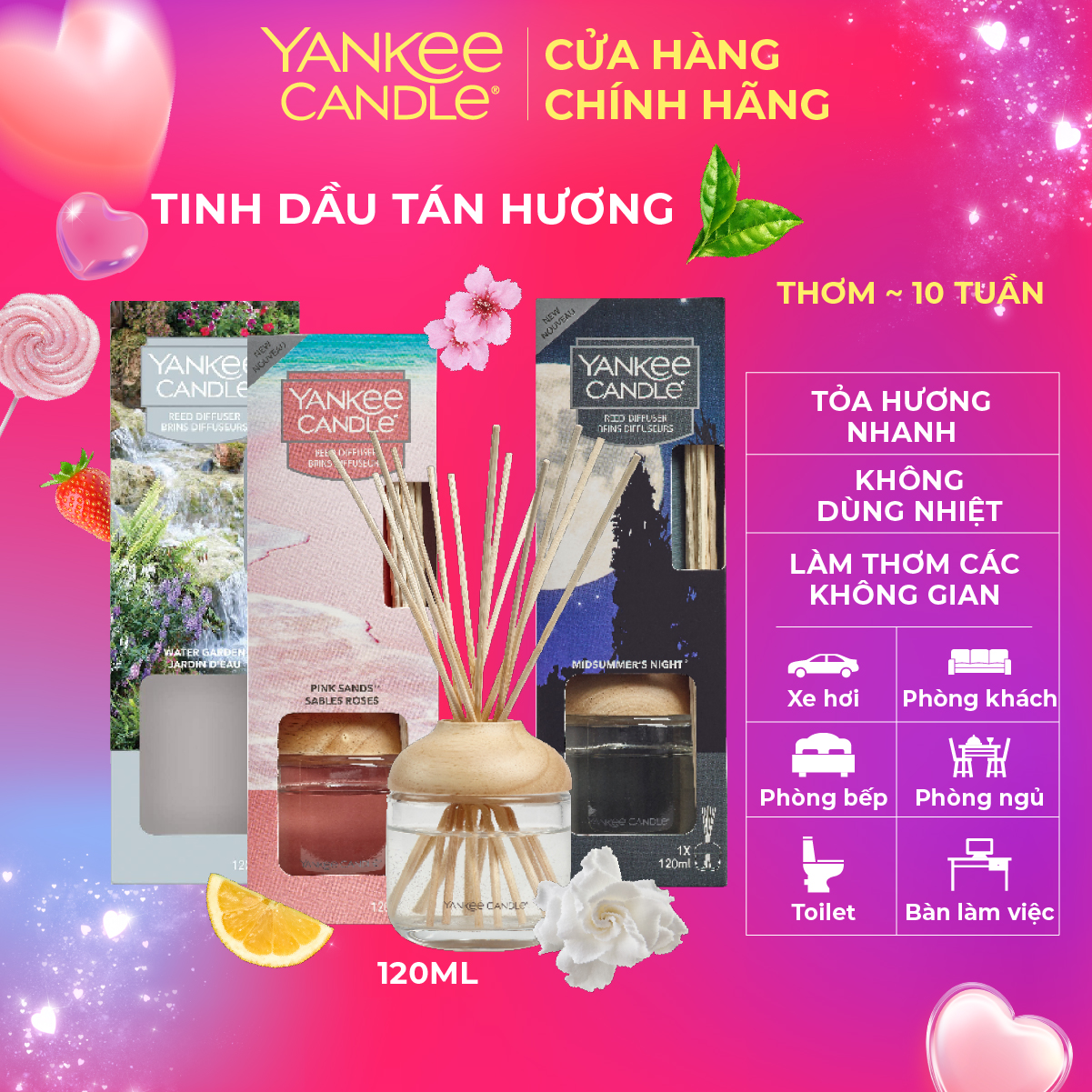 Tinh dầu tán hương Yankee Candle (nhiều mùi tùy chọn)