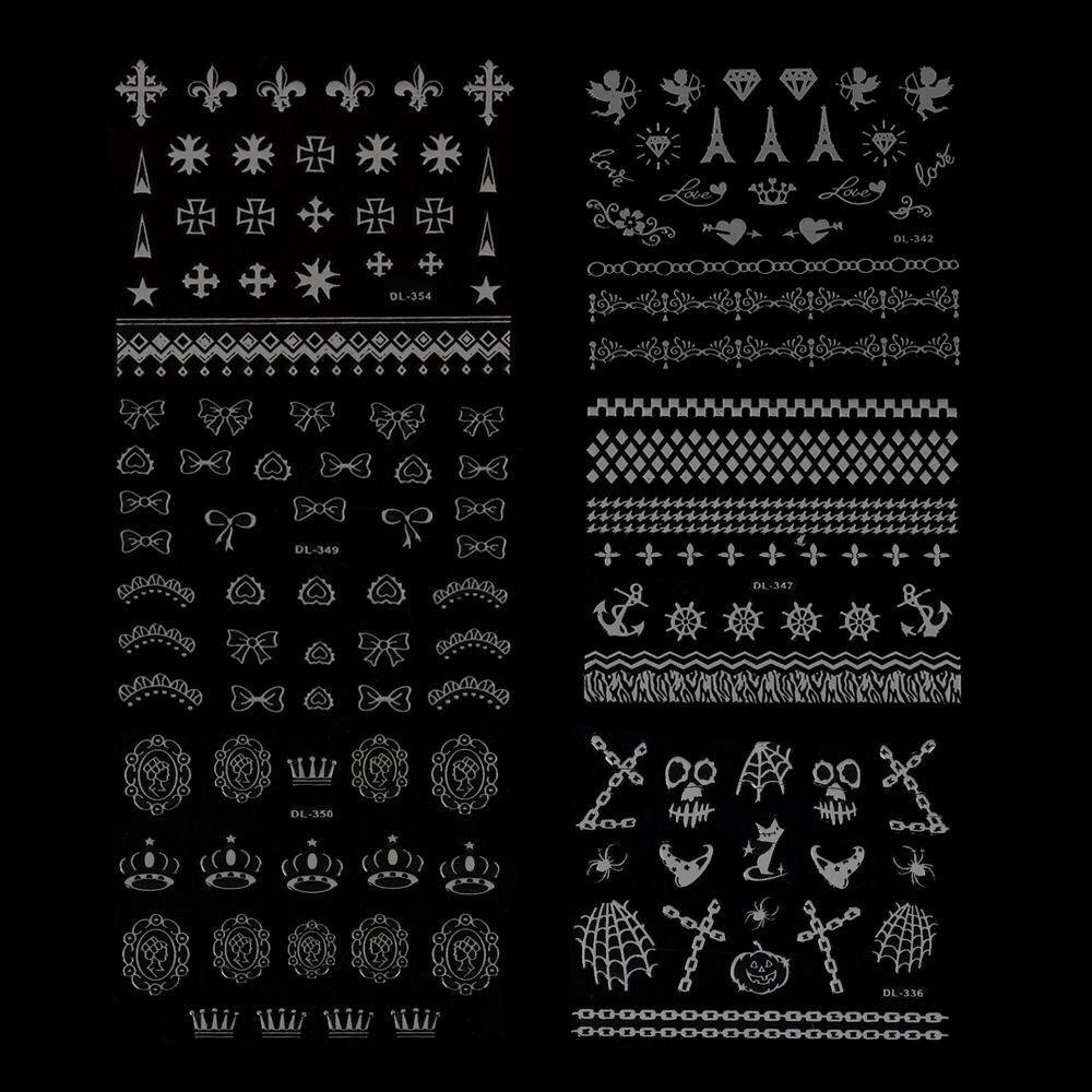 Set 30 Sticker 3D Màu Vàng / Bạc Dán Móng Nghệ Thuật