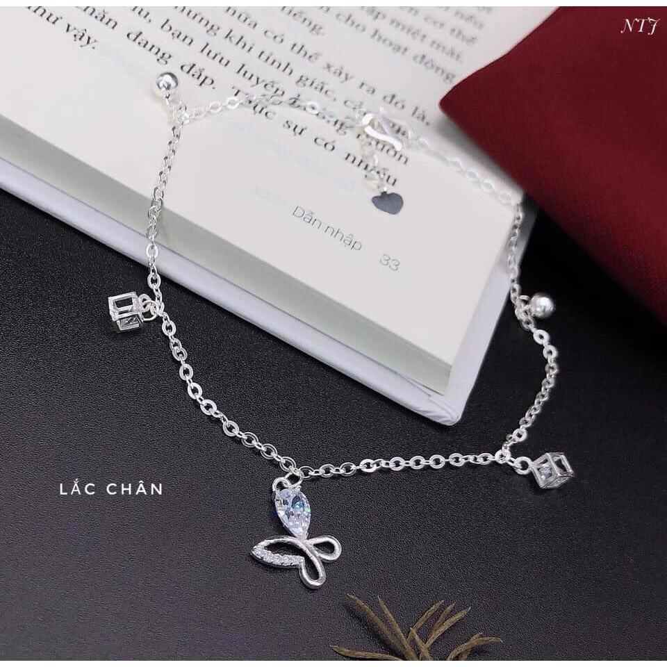 Lắc Chân Bướm Gắn Đá Siêu Xinh  - TRANG SỨC BẠC TNJ CAM KẾT HÀNG CHUẨN ẢNH, CHẤT LƯỢNG TỐT, PHỤC VỤ TẬN TÌNH, CHU ĐÁO