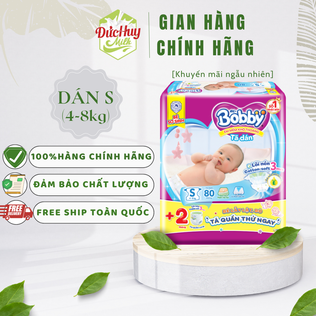 Tã Dán Bobby Siêu Mỏng S54/NB70/S80 (Khuyến Mãi thay đổi theo từng đợt)
