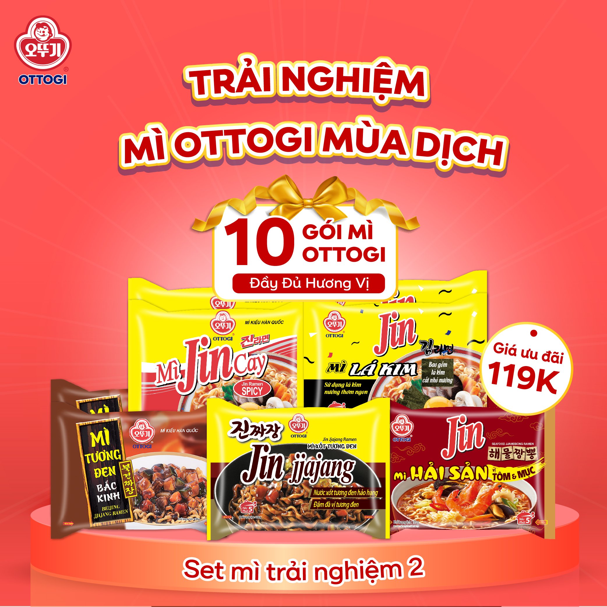 [Set Mì Trải Nghiệm 10 gói] Mì Hàn Quốc Otoki đầy đủ hương vị