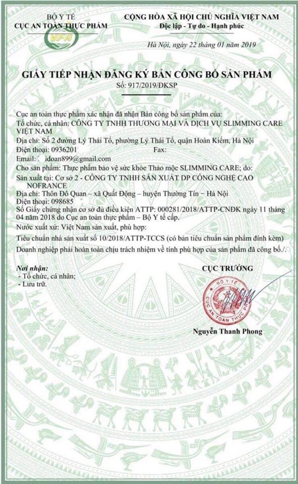 Thảo mộc giảm cân slimming care X3 (liệu trình 15 ngày)
