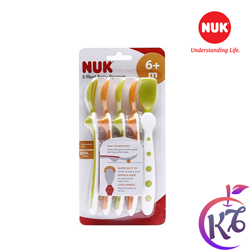 Bộ 5 thìa nhựa siêu mềm nuk cho bé ăn dặm - nu78812 - muong thia an dam cho be