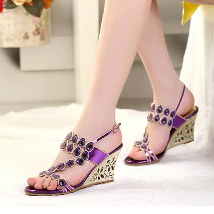 sandal đế xuồng đính đá cao cấp
