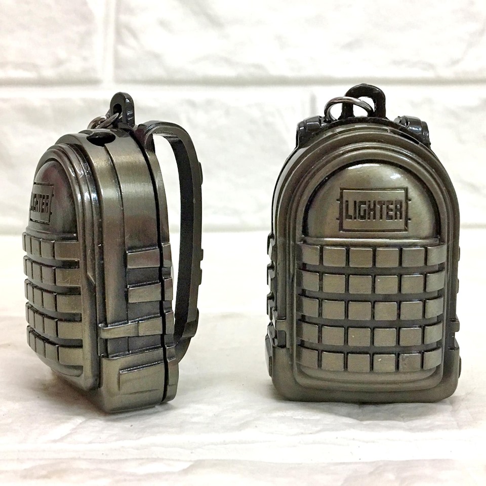 (BẬT LỬA ĐỘC LẠ) HỘP QUẸT KIÊM MÓC KHÓA HÌNH BA LÔ PUBG