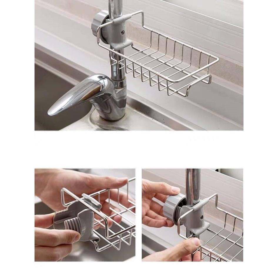 Giá kệ inox gắn vòi nước