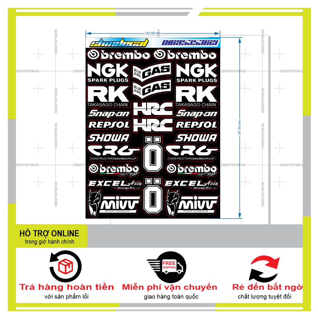 26 LOGO STICKER TRẮNG ĐEN 06  { PHỤNG DECAL }