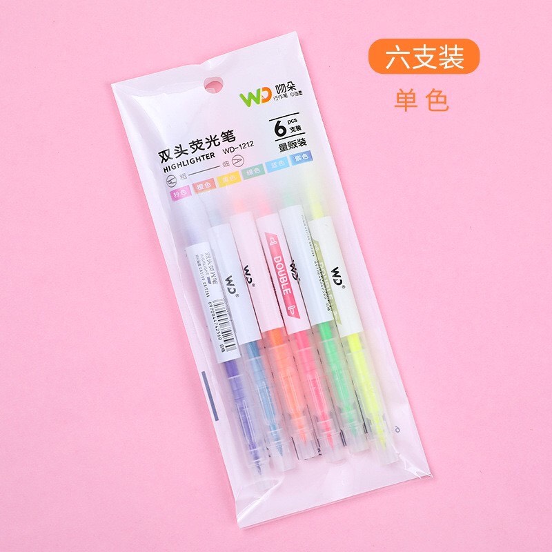 Set 6 Bút Dạ Quang Highlight 2 Đầu Tiện Lợi [4628]