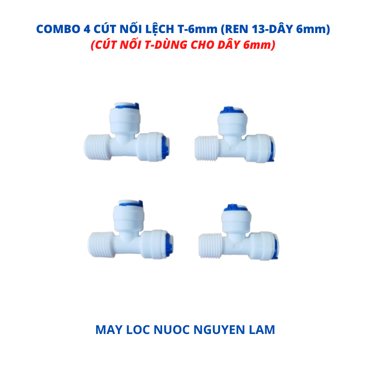 (HCM) Cút Nối T Lệch Ren 13 Dây 6mm  (Dùng Cho Máy Lọc Nước RO)