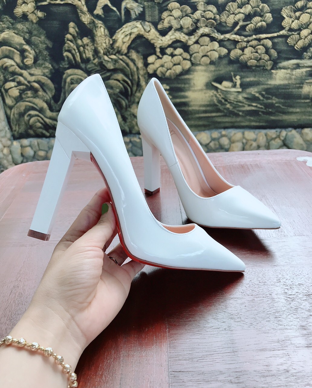 ( Hình Thật ) Giày Cao Gót Vuông 10P - VNXK Cao Cấp - Full Size 34-40