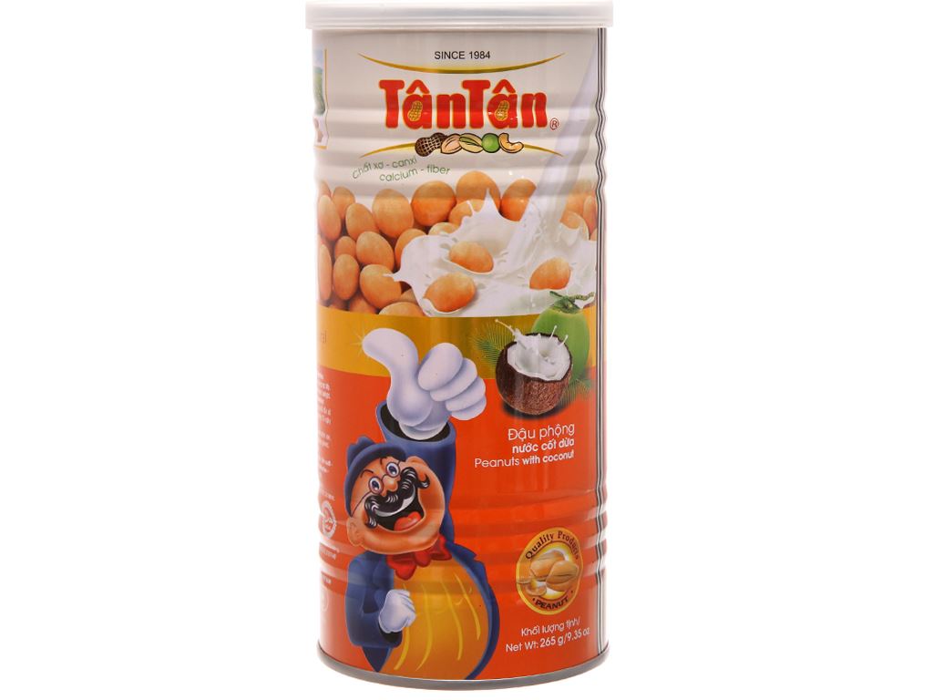 Combo 4 lon Đậu phộng Nước cốt dừa Tân Tân (265g/lon)