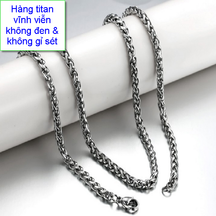 Dây chuyền Nam Titan kiểu khoen kiểu xoắn thắt cực ngầu nhiều size - Cam kết 1 đổi 1 nếu hoen gỉ sét