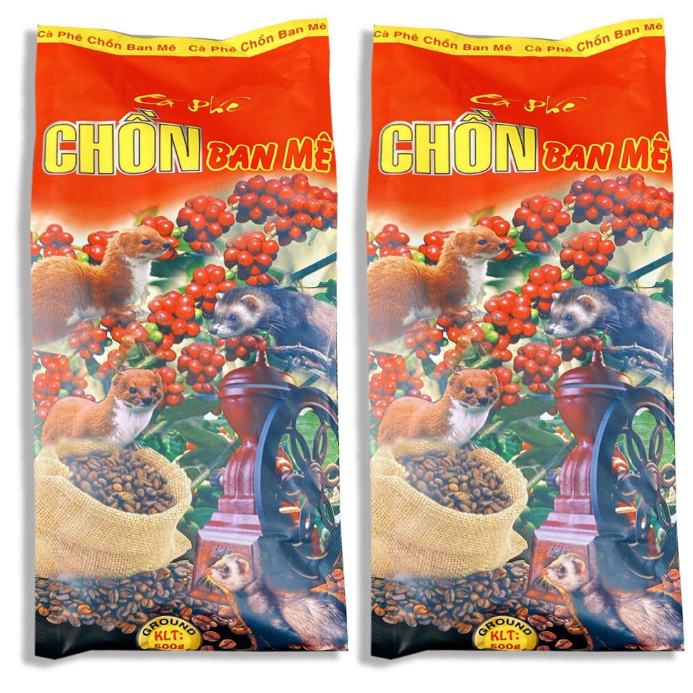 Bịch cà phê pha phin Chồn đỏ Ban mê Cao Đại Nguyên. (Mỗi bịch 500gr) date mới 12 tháng.