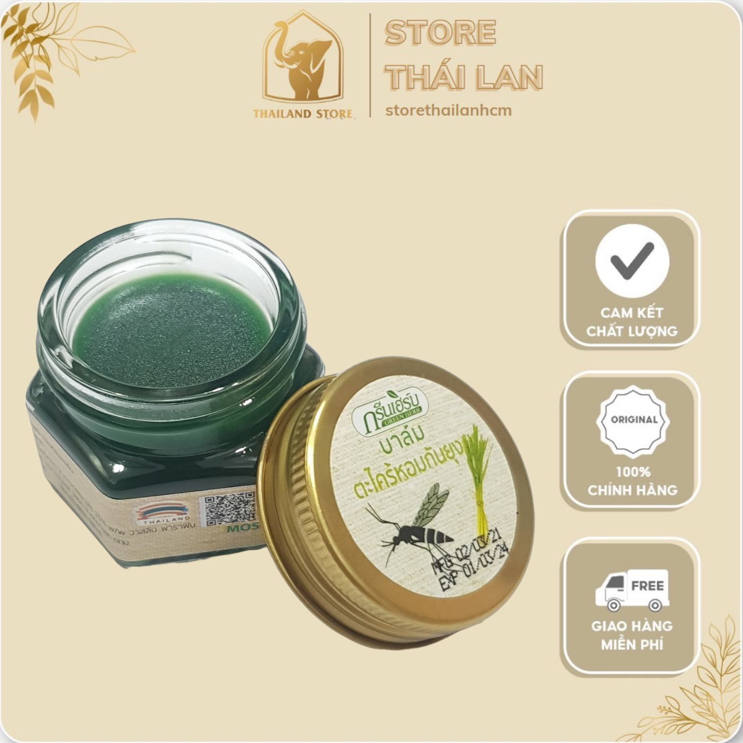 Dầu cù là green herb muỗi sả thái lan 10gr
